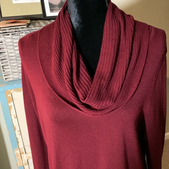 NWOT Cynthia Rowley Cranberry Cowl Neck Sweater. Size L - Picture 2 of 7